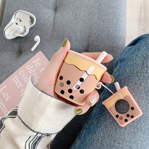 Wireless Earphones Shockproof Pearl Milk Tea Silicone Protective Case for Apple AirPods 1 / 2, Orange, Green, Purple, Apricot