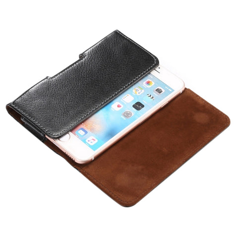 5.7 inch Litchi Texture Vertical Flip Thwartwise Genuine Leather Case / Waist Bag with Rotatable Back Splint for iPhone 7 & 6s Plus & 6 Plus, Galaxy Note 8 & Galaxy S6 Edge+ & A9 & A8, Huawei Mate 8 & Mate7, etc