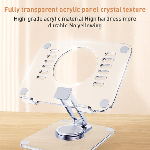 R-JUST T632 Acrylic 360 Degree Rotating Desktop Tablet Stand, T632 Tablet Stand (Transparent)