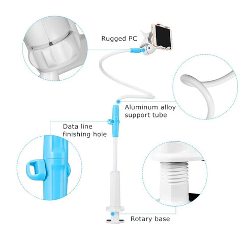 UBN-46 Regular Version Rotatable and Detachable Lazy Desktop Bedside Stand Mobile Phone Stand, Height: 90cm, 90cm Black, 90cm White