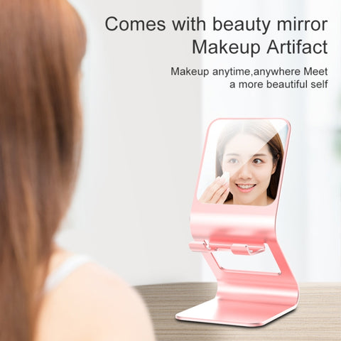 Universal Mobile Phone / Tablet PC Multifunctional Metal Desktop Stand with Makeup Mirror