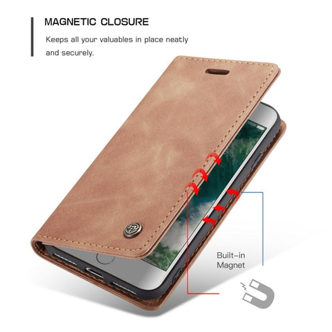 CaseMe-013 Multifunctional Retro Frosted Horizontal Flip Leather Case for iPhone 7 / 8, with Card Slot & Holder & Wallet, For iPhone 7 / 8