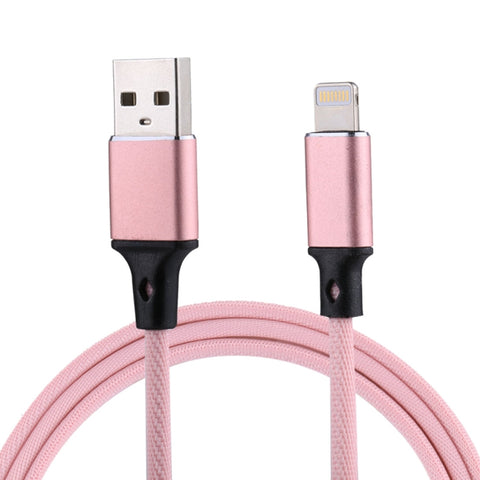 1m 2A USB to 8 Pin Nylon Weave Style Data Sync Charging Cable, 8 Pin Black, 8 Pin Red, 8 Pin White, 8 Pin Pink, 8 Pin Grey, 8 Pin Blue