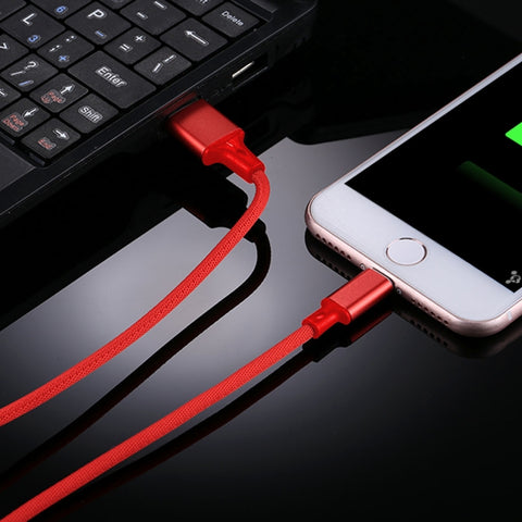 1m 2A USB to 8 Pin Nylon Weave Style Data Sync Charging Cable, 8 Pin Black, 8 Pin Red, 8 Pin White, 8 Pin Pink, 8 Pin Grey, 8 Pin Blue