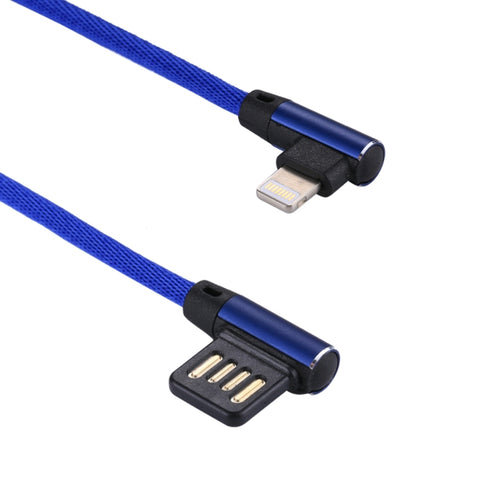 1m 2.4A Output USB to 8 Pin Double Elbow Design Nylon Weave Style Data Sync Charging Cable, 8 Pin Dark Blue, 8 Pin Blue, 8 Pin Red, 8 Pin Black, 8 Pin Coffee