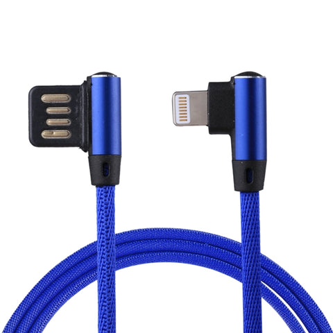 1m 2.4A Output USB to 8 Pin Double Elbow Design Nylon Weave Style Data Sync Charging Cable, 8 Pin Dark Blue, 8 Pin Blue, 8 Pin Red, 8 Pin Black, 8 Pin Coffee