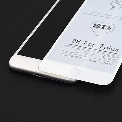 25 PCS 9H 5D White Full Glue Full Screen Tempered Glass Film for iPhone 8 / 7, For iPhone SE 2020 / 8 / 7 (White) (25 PCS)