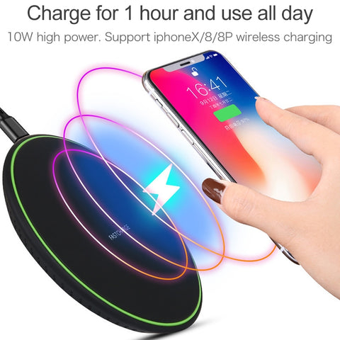 KD-1 Ultra-thin 10W Fast Charging Wireless Charger for Android Phones & iPhone, Fast Charging, Black, Fast Charging, White