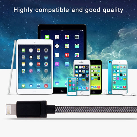 1m Net Style Metal Head 8 Pin to USB Data / Charger Cable