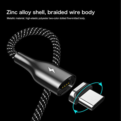 REMAX RC-158m 3A USB to Micro USB Interface Charging + Transmission Magnetic Attraction Polyester Two-color Braided Data Cable, Cable Length: 1m, Micro USB