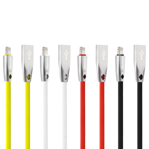 AWEI CL-95 USB to 8 Pin Portable Quick Charging TPE + Aluminum Alloy Data Cable, 2A, Length: 1m