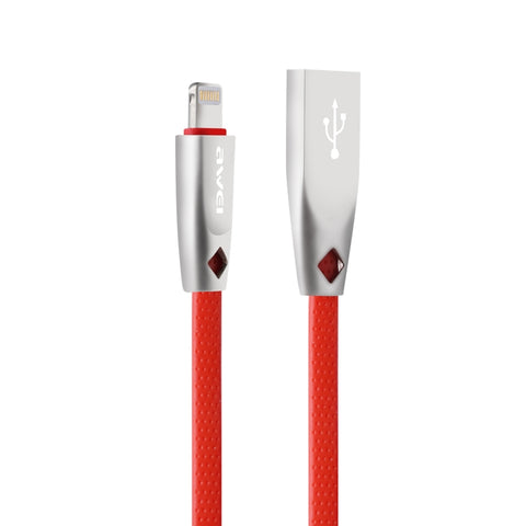 AWEI CL-95 USB to 8 Pin Portable Quick Charging TPE + Aluminum Alloy Data Cable, 2A, Length: 1m