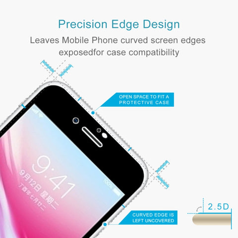 For iPhone 8 Plus 0.26mm 9H Surface Hardness 2.5D Explosion-proof Full Screen Silk-screen Tempered Glass Screen Film, For iPhone 8 Plus(Silk-screen 1 PC)