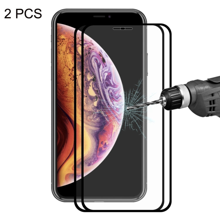 For iPhone XS Max 2pcs ENKAY Hat-Prince 0.2mm 9H 2.5D Full Screen Tempered Glass Film, For XS Max