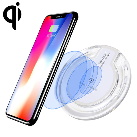 FANTASY 5V 1A Output Qi Standard Ultra-thin Wireless Charger with Charging Indicator, Support QI Standard Phones, FANTASY 5V 1A, FANTASY White