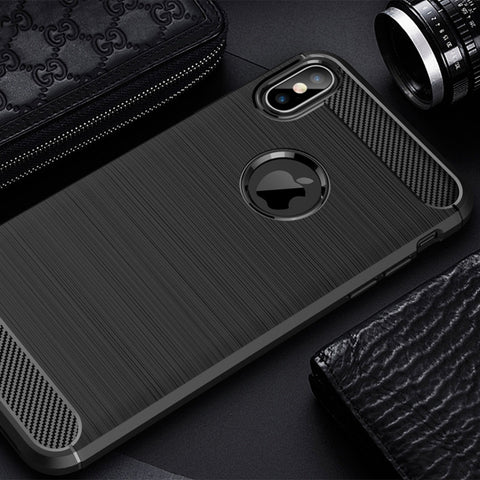 For iPhone XS Max Brushed Texture Carbon Fiber Shockproof TPU Protective Back Case, For iPhone XS Max, For XS Max