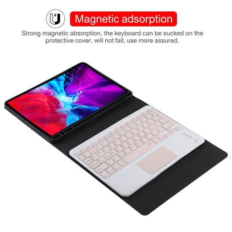 TG11BC Detachable Bluetooth Pink Keyboard Microfiber Leather Tablet Case for iPad Pro 11 inch (2020), with Touchpad & Pen Slot & Holder, Pink Keyboard