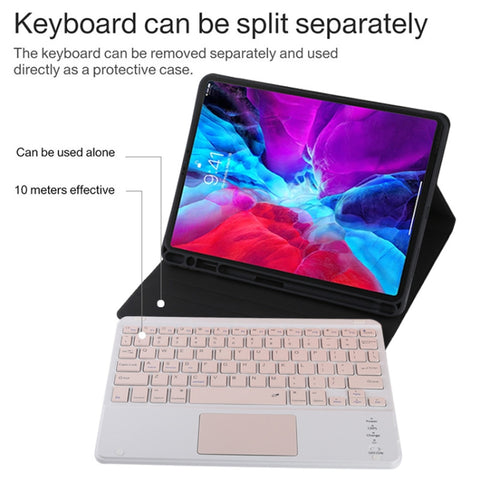 TG11BC Detachable Bluetooth Pink Keyboard Microfiber Leather Tablet Case for iPad Pro 11 inch (2020), with Touchpad & Pen Slot & Holder, Pink Keyboard