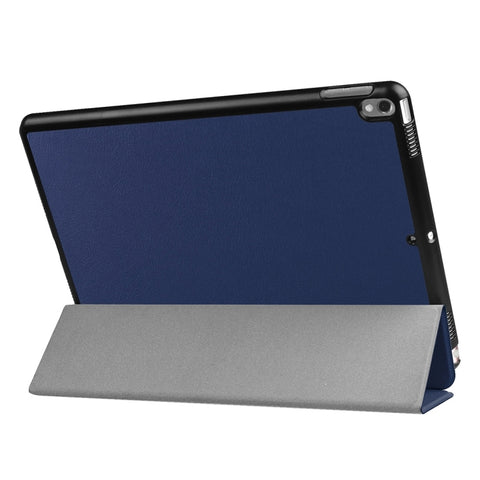 For iPad Pro 10.5 inch PU Litchi Texture 3-folding Smart Case Clear Back Cover with Holder