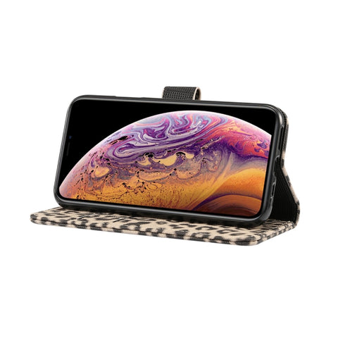 For iPhone XS Leopard Pattern Horizontal Flip Leather Case with Holder & Card Slots, For XS