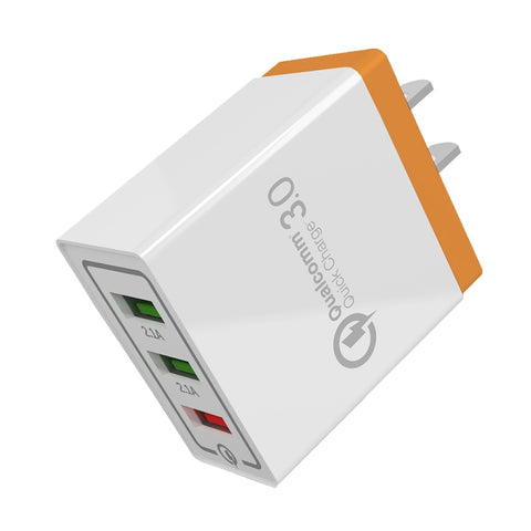 AR-QC-03 2.1A 3 USB Ports Quick Charger Travel Charger, US Plug, AR-QC-03 US Plug Blue, AR-QC-03 US