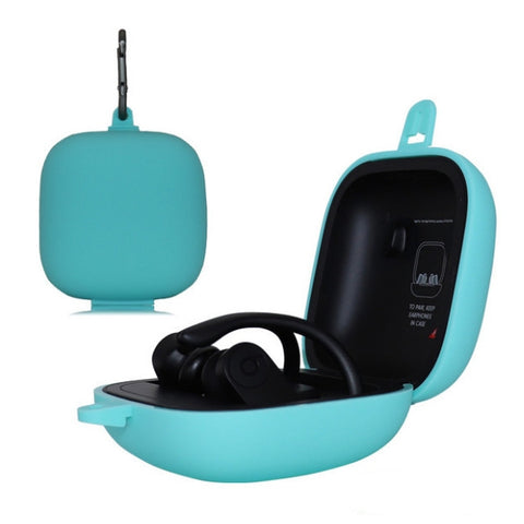 Solid Color Silicone Wireless Bluetooth Earphone Protective Case for Beats Powerbeats Pro, Mint Green, Purple, Red, Wine Red, Black, Yellow, Dark Blue, Pink, Gray Blue, Grass Green, Grey, Light Purple