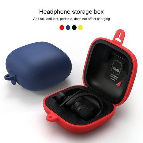 Solid Color Silicone Wireless Bluetooth Earphone Protective Case for Beats Powerbeats Pro, Mint Green, Purple, Red, Wine Red, Black, Yellow, Dark Blue, Pink, Gray Blue, Grass Green, Grey, Light Purple