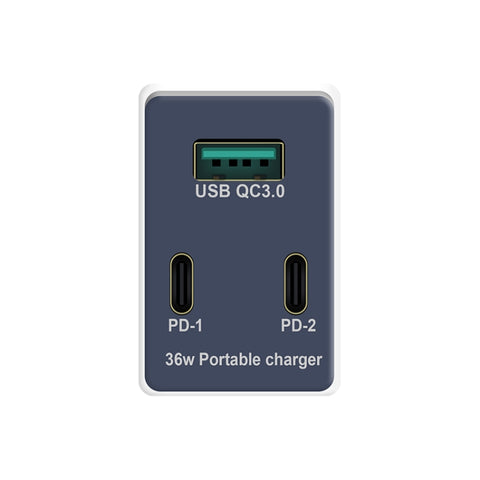 WLX-X3 36W 90 Degrees Foldable Pin Portable Multi-function USB Charger, US Plug