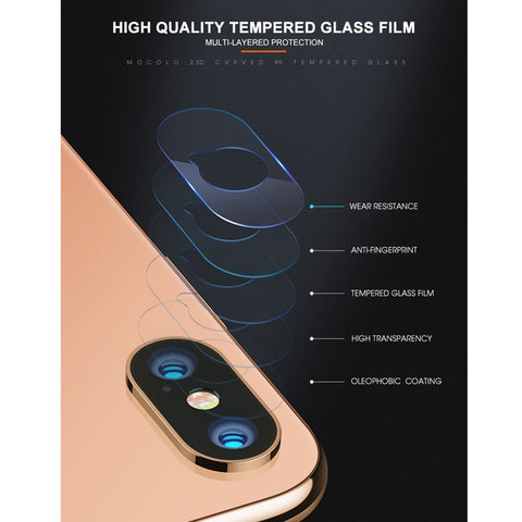 For iPhone XS / X mocolo 0.15mm 9H 2.5D Round Edge Rear Camera Lens Tempered Glass Film, iPhone XS / X