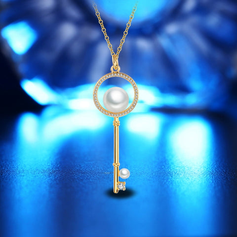 Summer Trend Diamond Shape Bead Key Necklace for Female