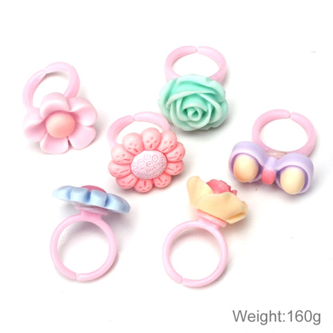 100 PCS Children Cute Cartoon Resin Flower Animal Heart Bow-knot Ring, Frosted Surface, Frosted Surface, 100 PCS