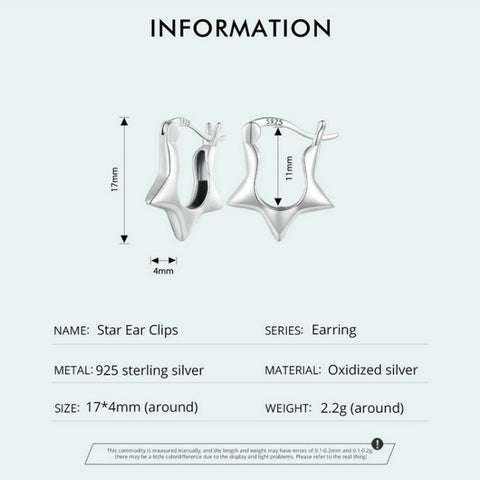 SCE1615 Sterling Silver S925 Simple Versatile Star Earrings, SCE1615