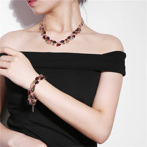 17cm Fashion Mona Lisa Rose Gold Colorful Zircon Bead Bracelets, 17cm