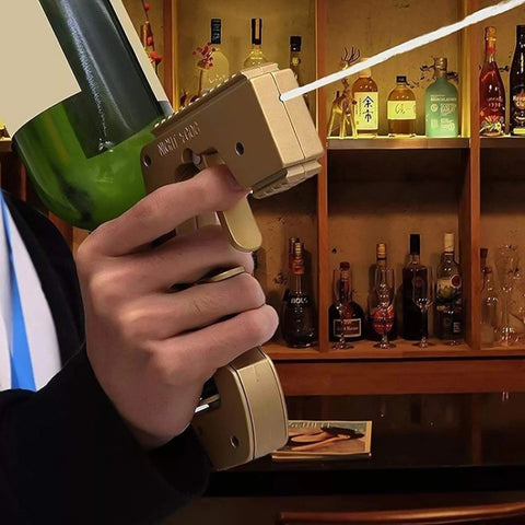 Plastic Wrapped Metal Bubbly Blaster Champagne Bottle Squirt Gun Bar Tool, Plastic Wrapped Metal
