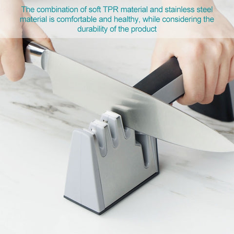 4 in 1 Stainless Steel Knife Sharpener Four Section Hand-held Quick Sharpening Tool with Non Slip Handle, 4 in 1 (Black), 4 in 1 (Red)