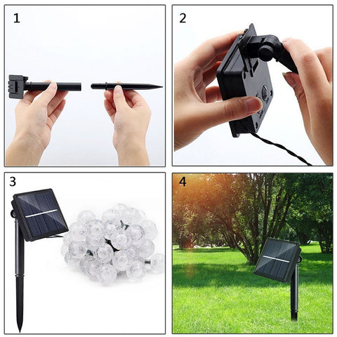 50 LEDs Bubble Ball Outdoor Garden Waterproof Christmas Spring Festival Decoration Solar Lamp String