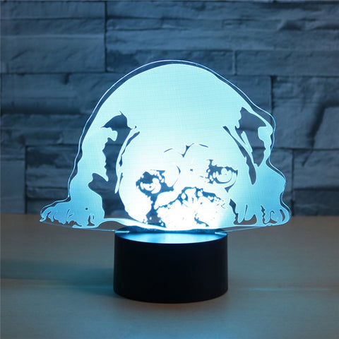Prostrated Dog Shape 3D Colorful LED Vision Light Table Lamp, Charging Touch Version, Charging Touch Version