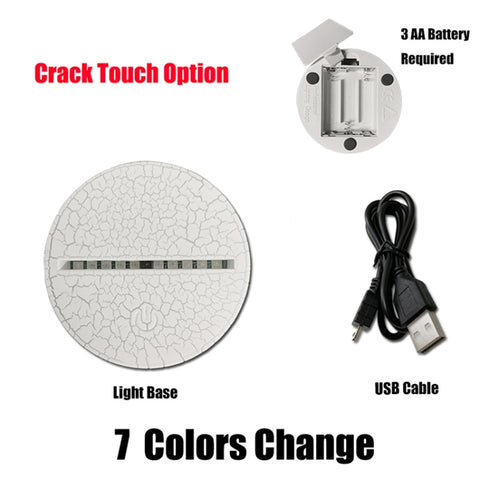Three Dolphins Shape 3D Colorful LED Vision Light Table Lamp, Crack Touch Version, Crack Touch Version