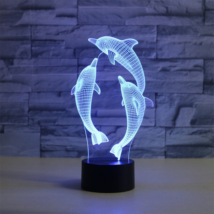 Three Dolphins Shape 3D Colorful LED Vision Light Table Lamp, Crack Remote Control Version, Crack Remote Control Version