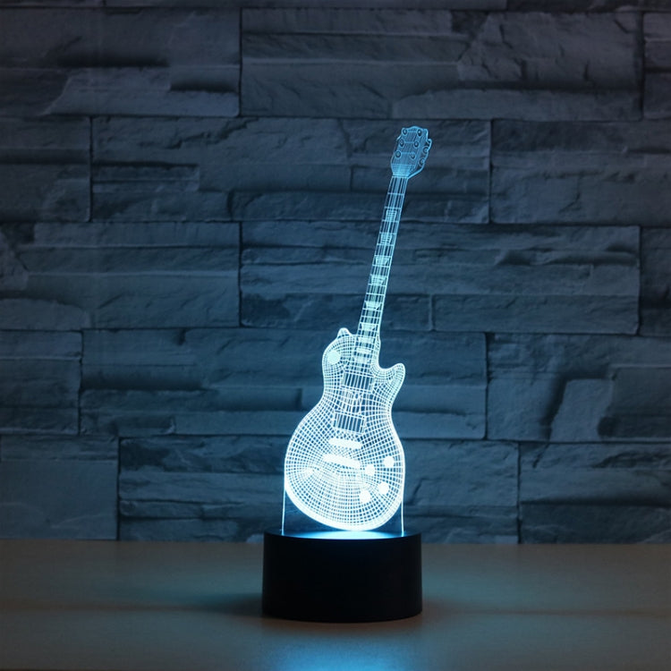 Guitar Shape 3D Colorful LED Vision Light Table Lamp, USB & Battery Version, USB & Battery Version