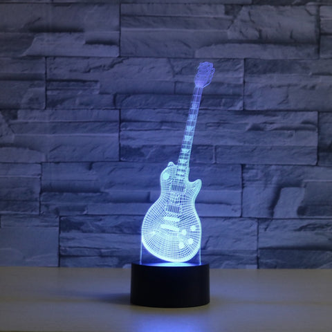 Guitar Shape 3D Colorful LED Vision Light Table Lamp, Crack Touch Version, Crack Touch Version