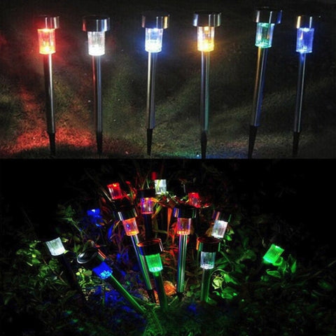 10 PCS Solar Energy Outdoor Lawn Lamp Stainless Steel IP65 Waterproof LED Decorative Garden Light