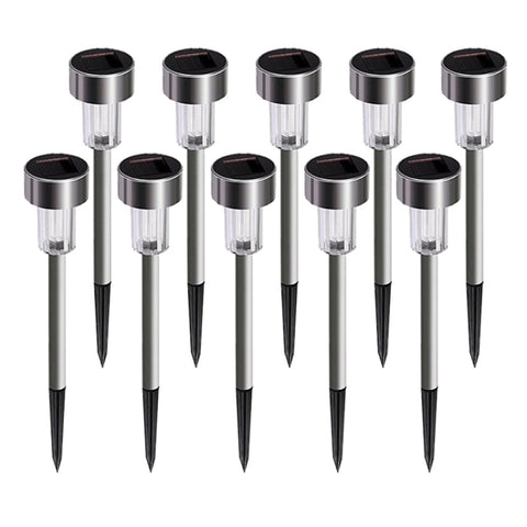 10 PCS Solar Energy Outdoor Lawn Lamp Stainless Steel IP65 Waterproof LED Decorative Garden Light