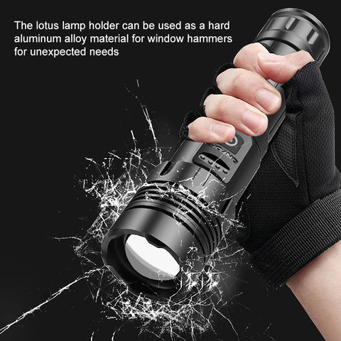 Short Style Micro USB Charging Outdoor Waterproof P70 + COB LED Flashlight, Support Power Display & Telescopic Focusing & 7-level Brightness Adjustment, P70