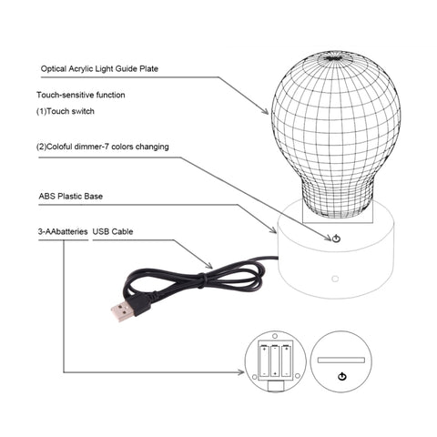 7 Colour Discoloration Creative Visual Stereo Lamp Desk Lamp Night Light, Death Star Style