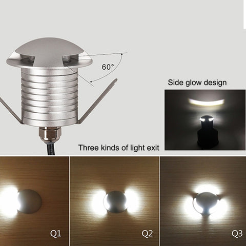3W LED Embedded Polarized Buried Lamp IP67 Waterproof Turtle Shell Lamp Outdoor Garden Lawn Lamp, Warm Light 3000K Q3 Three-way Light, Warm Light 3000K Q3
