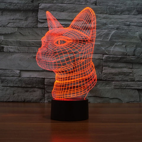 7 Color Discoloration Creative Visual Stereo Lamp Desk Lamp Night Light, Side Face Cat Style