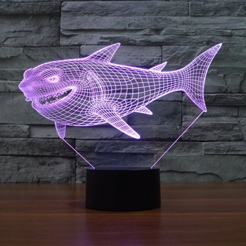7 Color Discoloration Creative Visual Stereo Lamp Desk Lamp Night Light, Side Face Shark Style