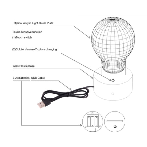 7 Color Discoloration Creative Visual Stereo Lamp Desk Lamp Night Light, Side Face Shark Style