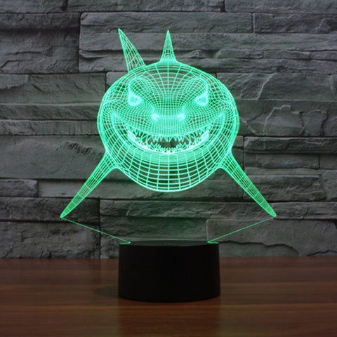 7 Color Discoloration Creative Visual Stereo Lamp Desk Lamp Night Light, Positive Face Shark Style
